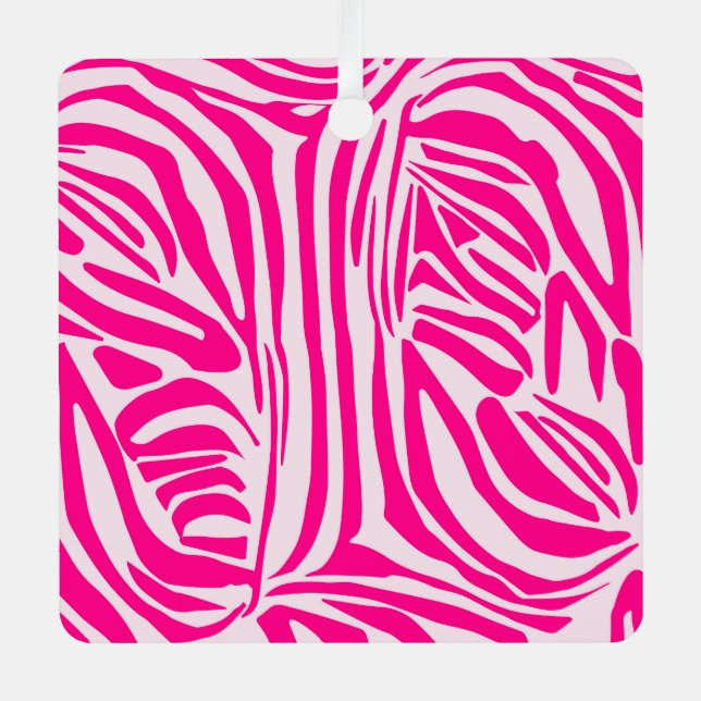 Pink zebra print metal tree decoration (Front)