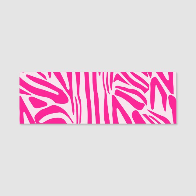 Pink zebra print name tag (Front)