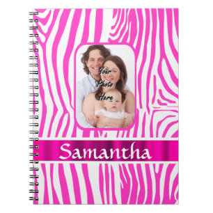 Pink zebra print notebook