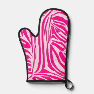 Pink zebra print oven mitt