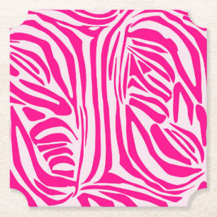 Pink zebra print paper coaster