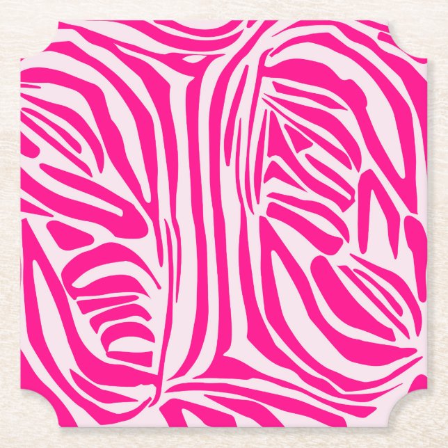 Pink zebra print paper coaster (Front)