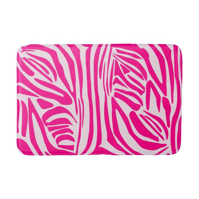 Pink Zebra Print Pattern Bath Mat (Front)