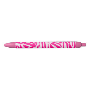 Pink Zebra Print Pattern Black Ink Pen