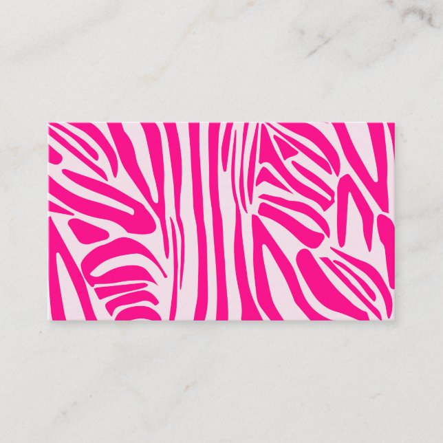 Pink Zebra Print Pattern Business Card (Front)