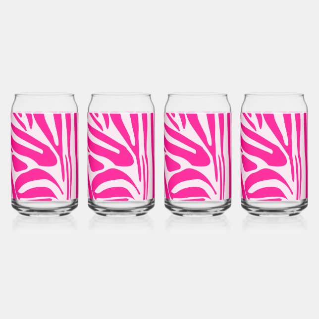 Pink Zebra Print Pattern Can Glass (Front)