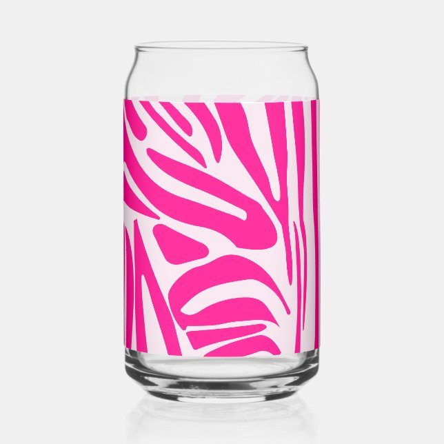 Pink Zebra Print Pattern Can Glass (Front)