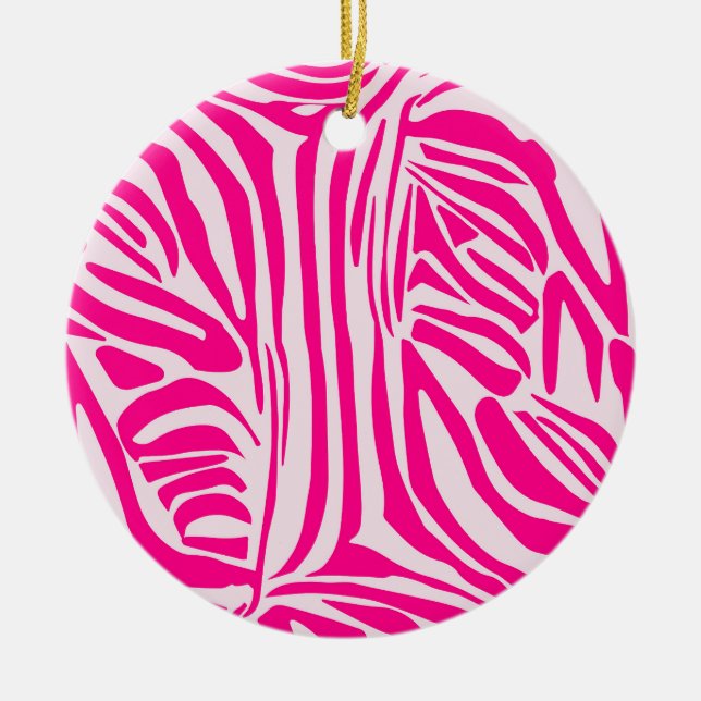 Pink Zebra Print Pattern Ceramic Tree Decoration (Front)