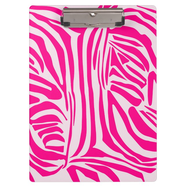 Pink Zebra Print Pattern Clipboard (Front)