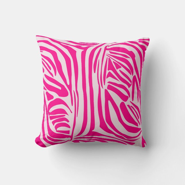 Pink Zebra Print Pattern Cushion (Front)