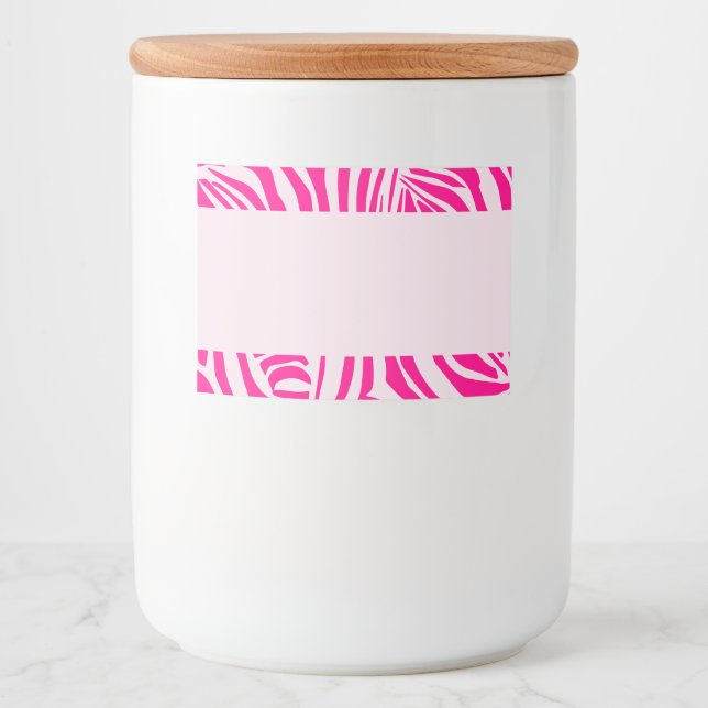 Pink Zebra Print Pattern Food Label (Front)
