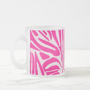 Pink Zebra Print Pattern Frosted Glass Coffee Mug