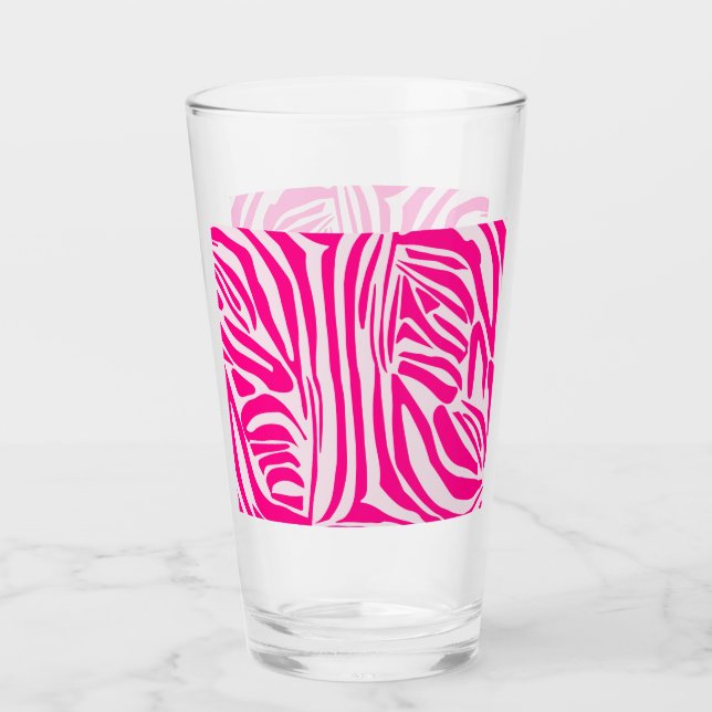 Pink Zebra Print Pattern Glass (Front)