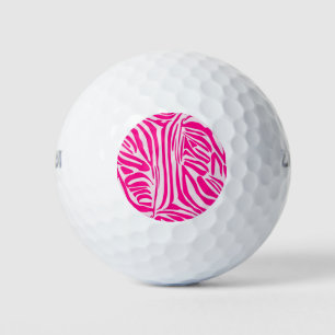 Pink Zebra Print Pattern Golf Balls