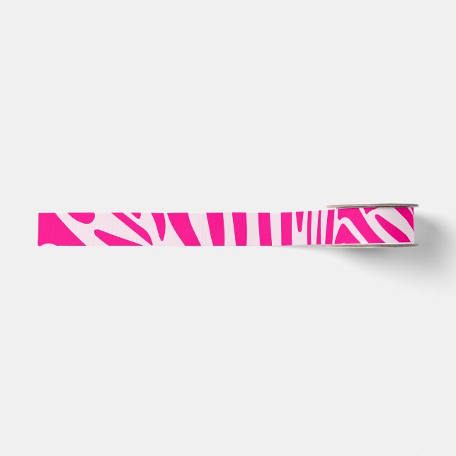 Pink Zebra Print Pattern Grosgrain Ribbon (Front)