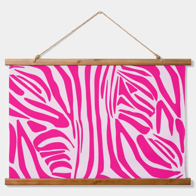 Pink Zebra Print Pattern Hanging Tapestry (Front)