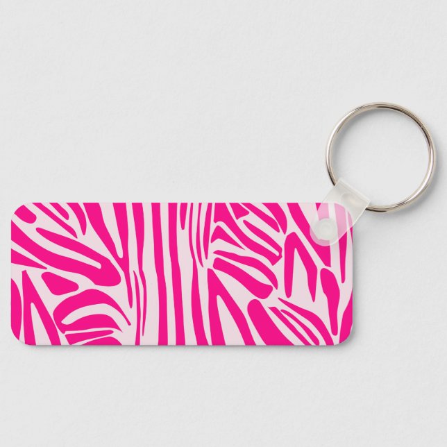 Pink Zebra Print Pattern Key Ring (Front)