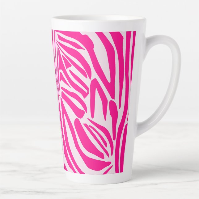 Pink Zebra Print Pattern Latte Mug (Right)