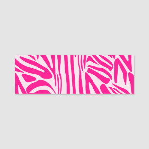 Pink Zebra Print Pattern Name Tag