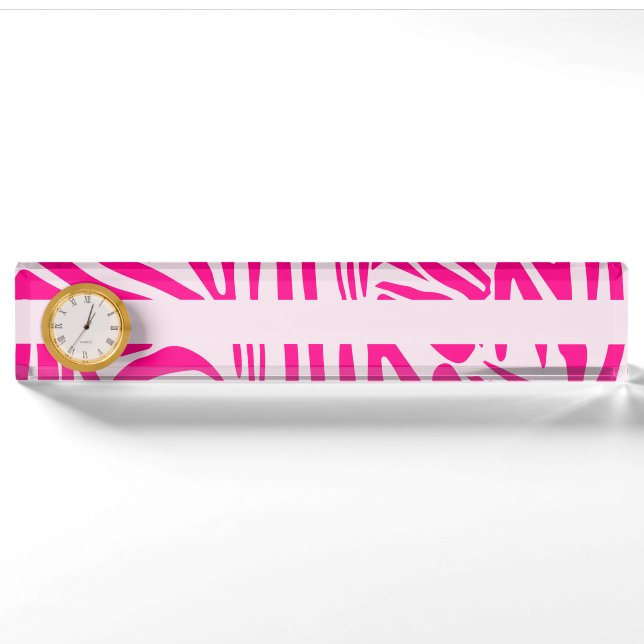 Pink Zebra Print Pattern Nameplate (Front)