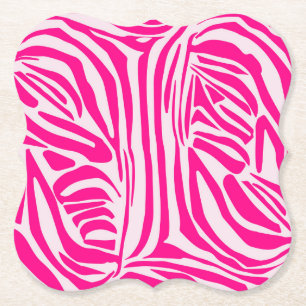 Pink Zebra Print Pattern Paper Coaster