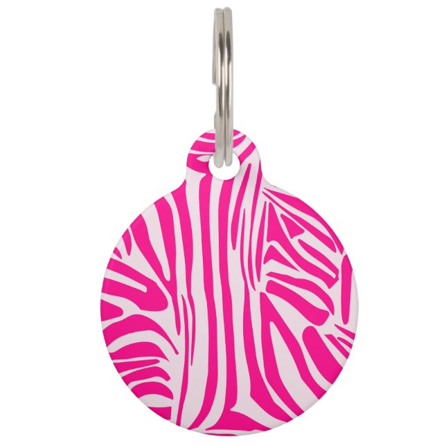 Pink Zebra Print Pattern Pet Tag (Front)