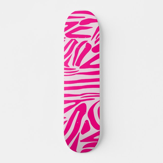 Pink Zebra Print Pattern Skateboard (Front)