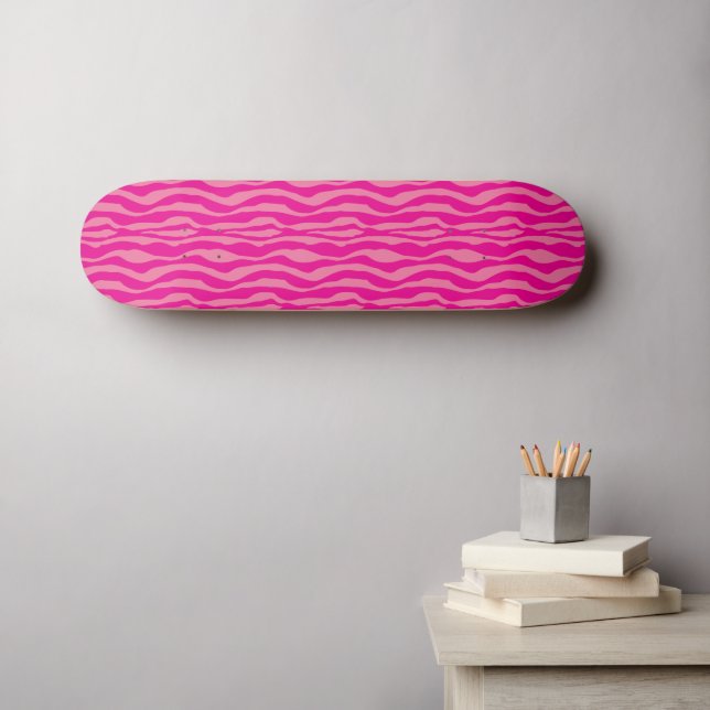 Pink Zebra Print Pattern Skateboard (Wall Art (Horz))