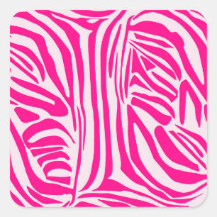 Pink Zebra Print Pattern Square Sticker