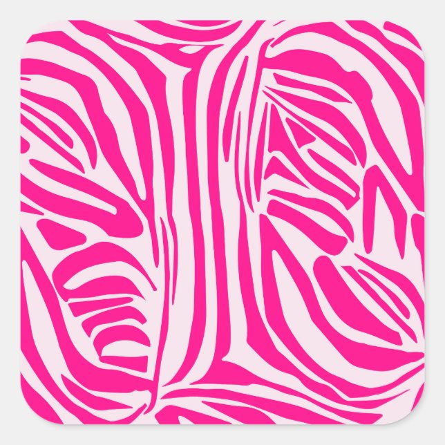 Pink Zebra Print Pattern Square Sticker (Front)