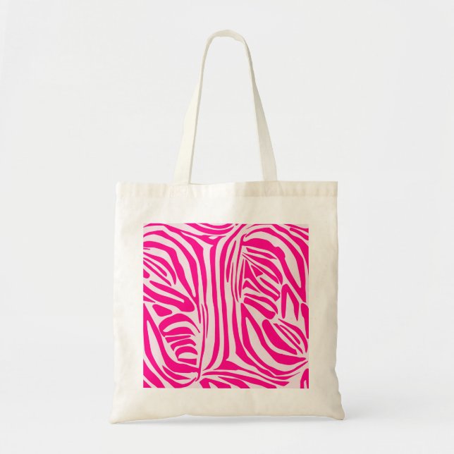 Pink Zebra Print Pattern Tote Bag (Front)