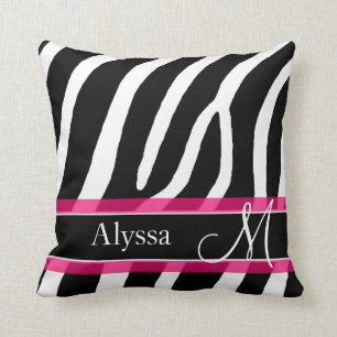 Pink Zebra Print Personalised Cushion