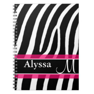 Pink Zebra Print Personalised Notebook