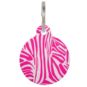 Pink zebra print pet tag