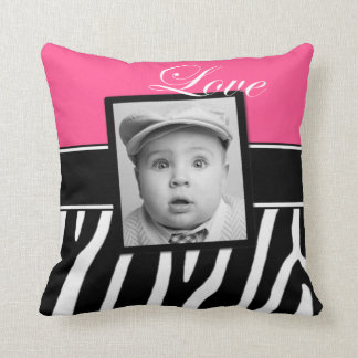 Pink Zebra Print Photo Pillow
