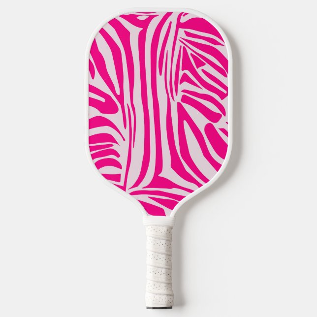 Pink zebra print pickleball paddle (Front)