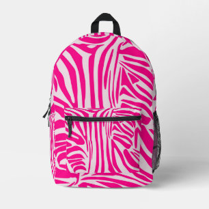Pink zebra print printed backpack