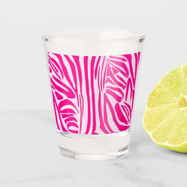 Pink zebra print shot glass (Front)