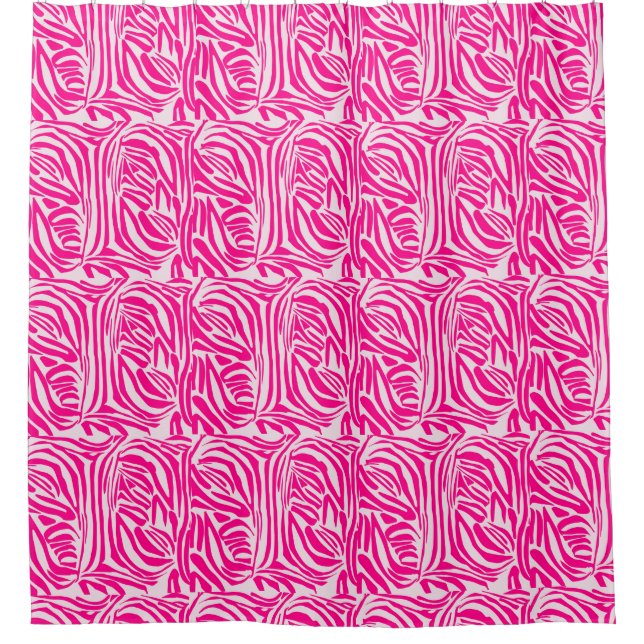 Pink zebra print shower curtain (Front)