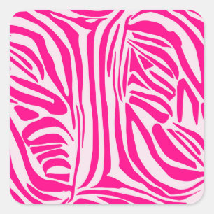 Pink zebra print square sticker