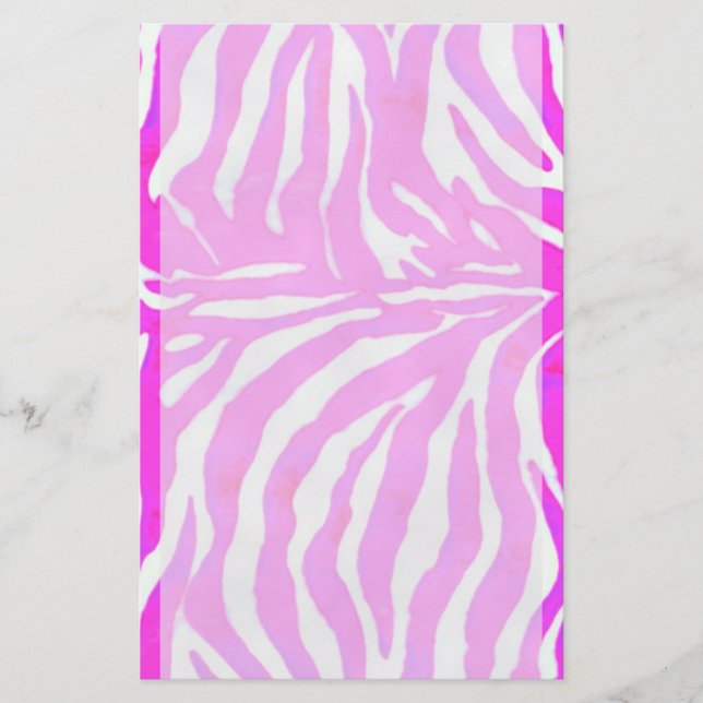 Pink  Zebra Print Stationery (Front)