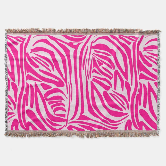Pink zebra print throw blanket (Front)