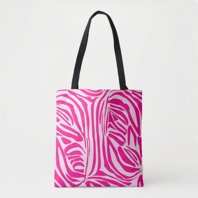 Pink zebra print tote bag (Front)