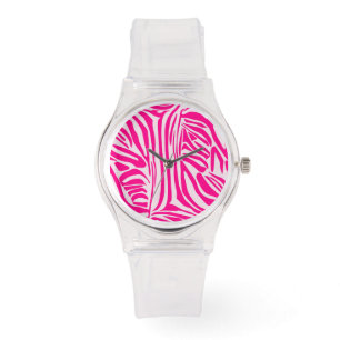 Pink zebra print watch