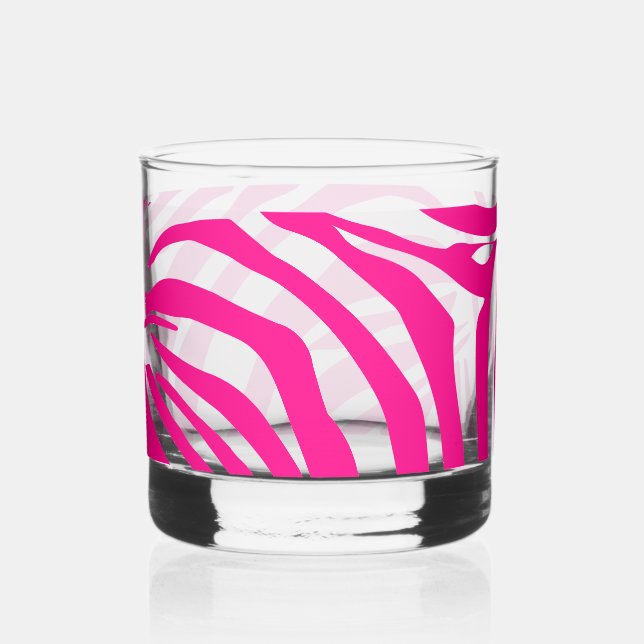 Pink zebra print whiskey glass (Front)