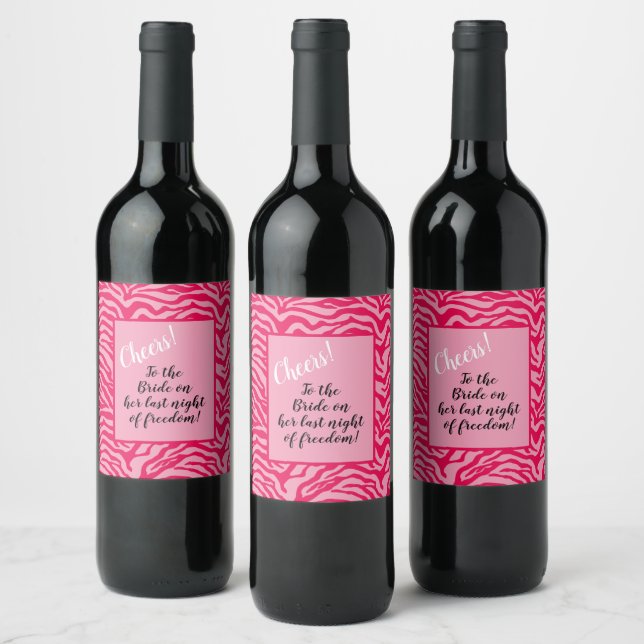 Pink Zebra print Wine Label (Bottles)