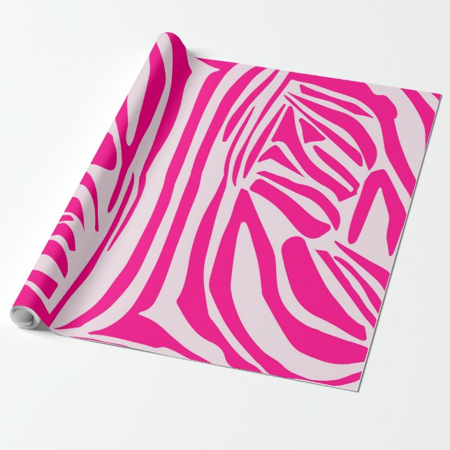 Pink zebra print wrapping paper (Unrolled)