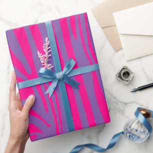 Pink zebra print wrapping paper