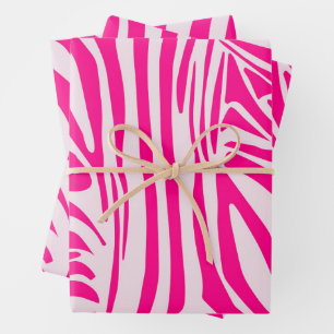 Pink zebra print wrapping paper sheet