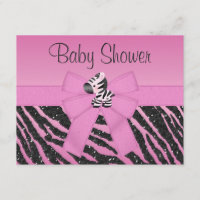 Pink Zebra Printed Bow & Butterflies Baby Shower